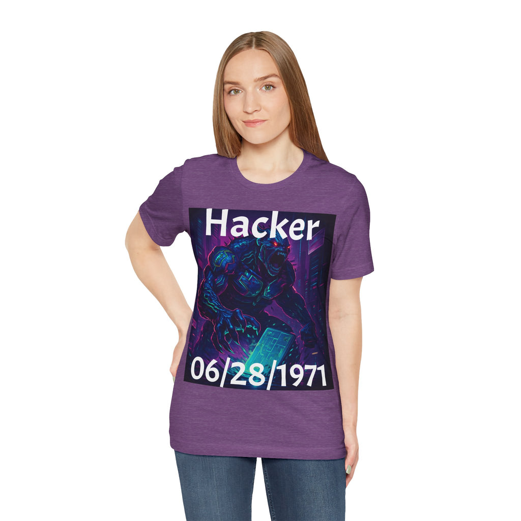 HACKER— '06/28/1971' Graphic tee. Dark Creature Illustration