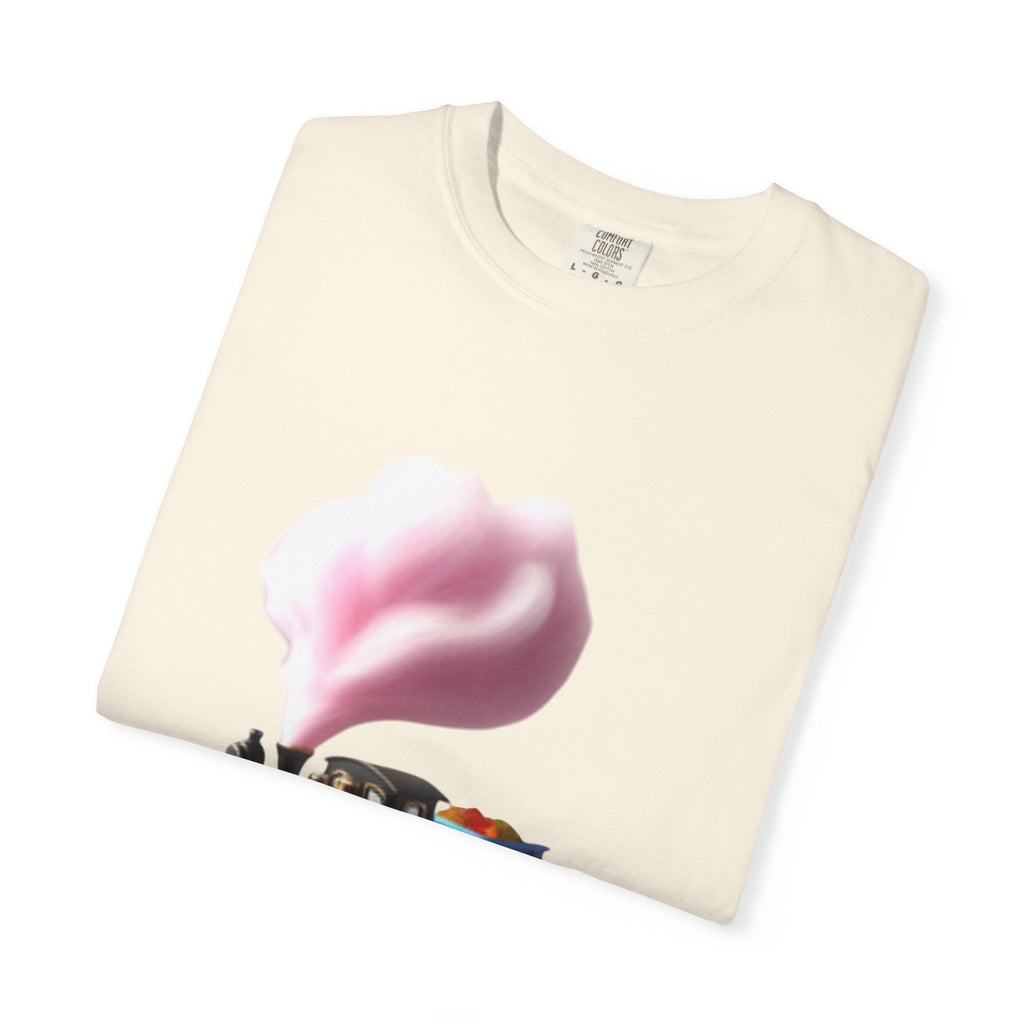 Vintage Steam Train T-Shirt with cotton candy’s Pink Smoke .—