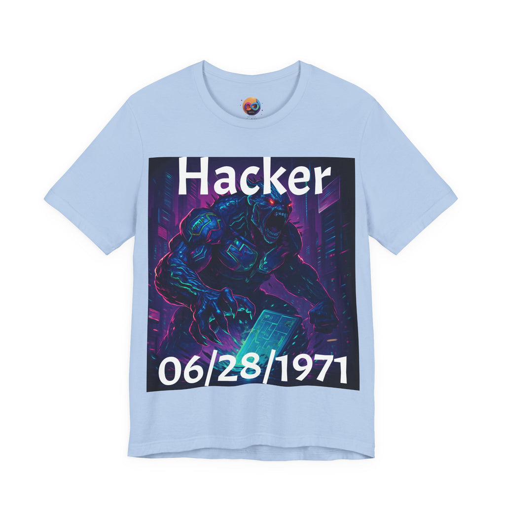 HACKER— '06/28/1971' Graphic tee. Dark Creature Illustration