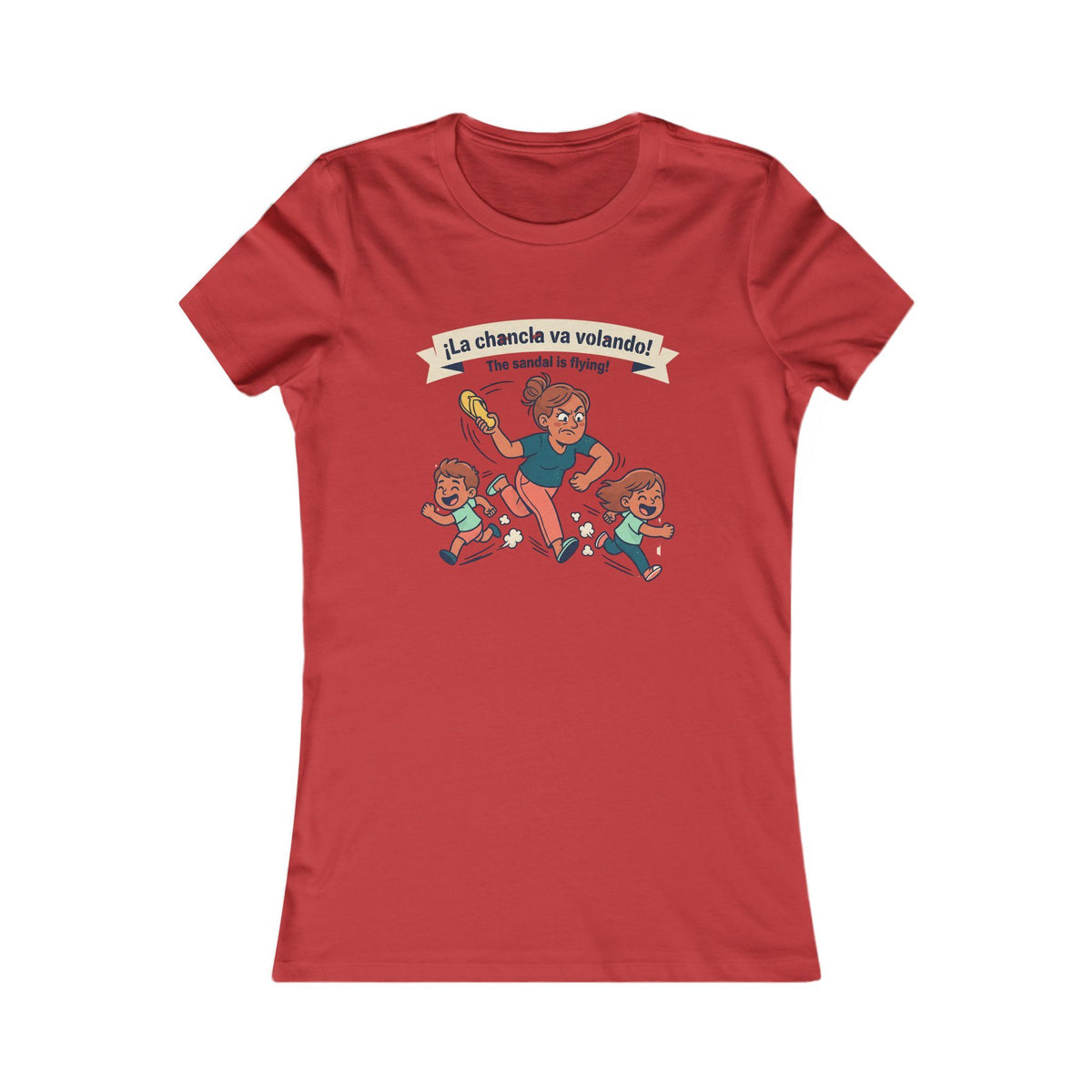 Super Mom Running with Kids T-Shirt, “THE SANDAL IS FLYING”