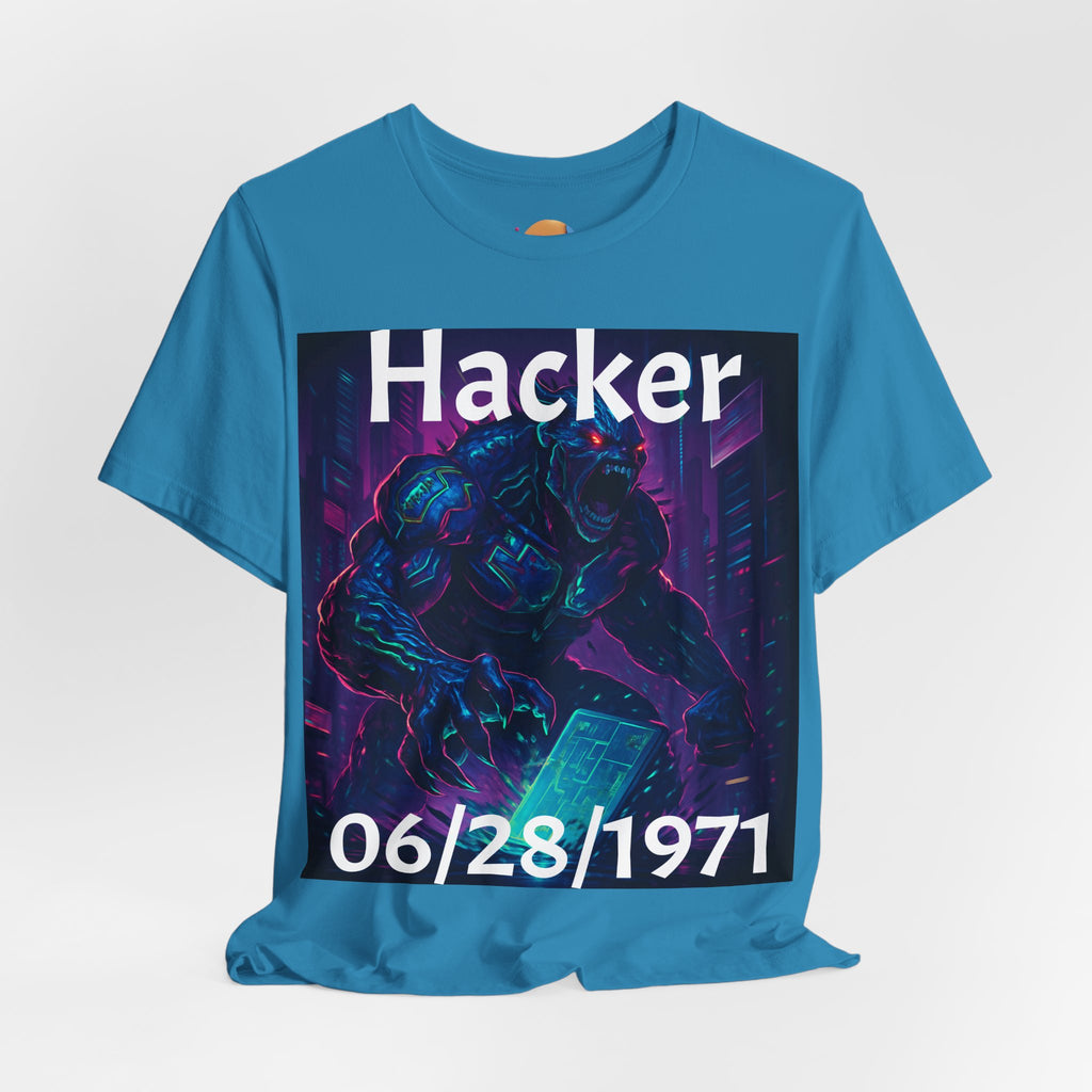 HACKER— '06/28/1971' Graphic tee. Dark Creature Illustration