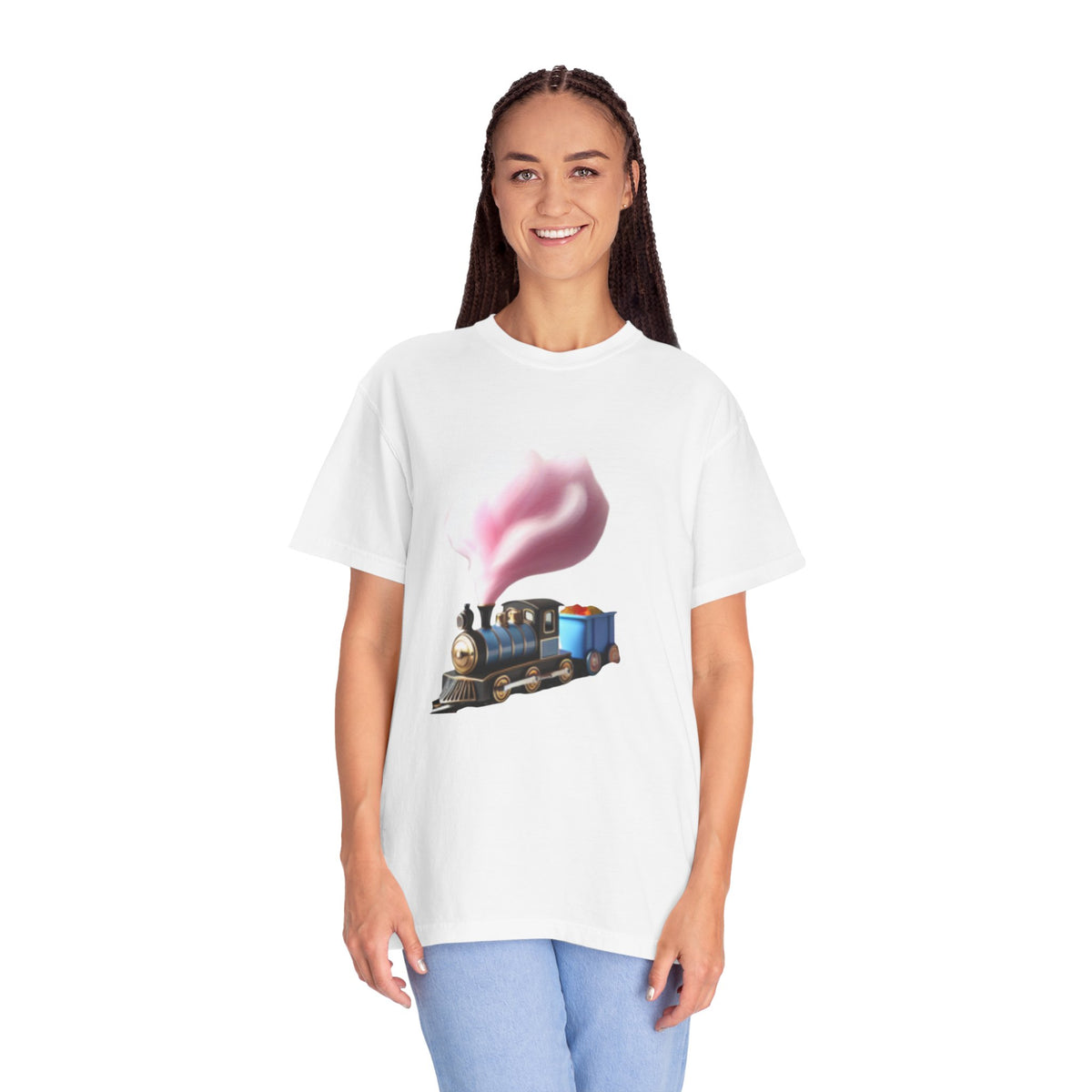 Vintage Steam Train T-Shirt with cotton candy’s Pink Smoke .—