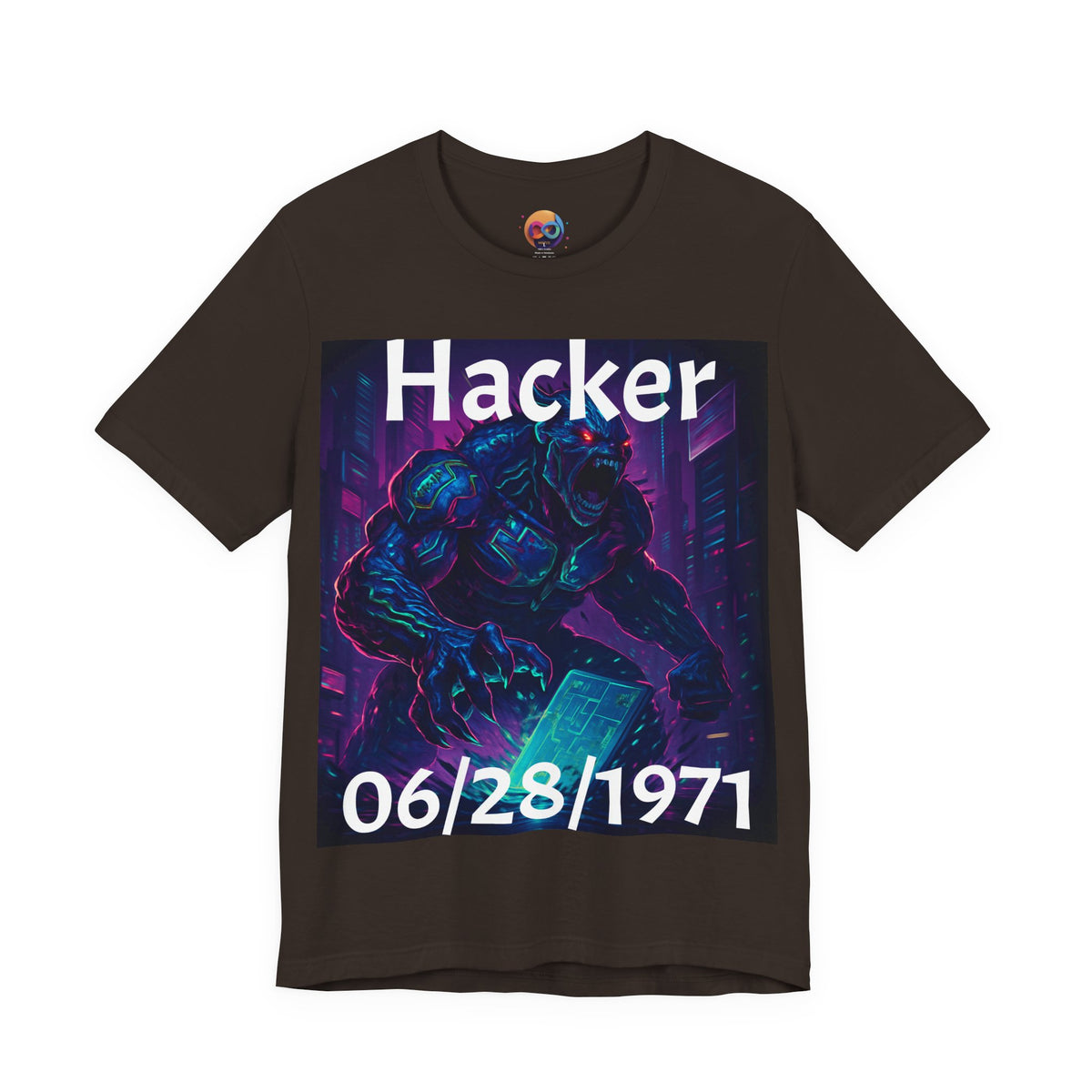 HACKER— '06/28/1971' Graphic tee. Dark Creature Illustration