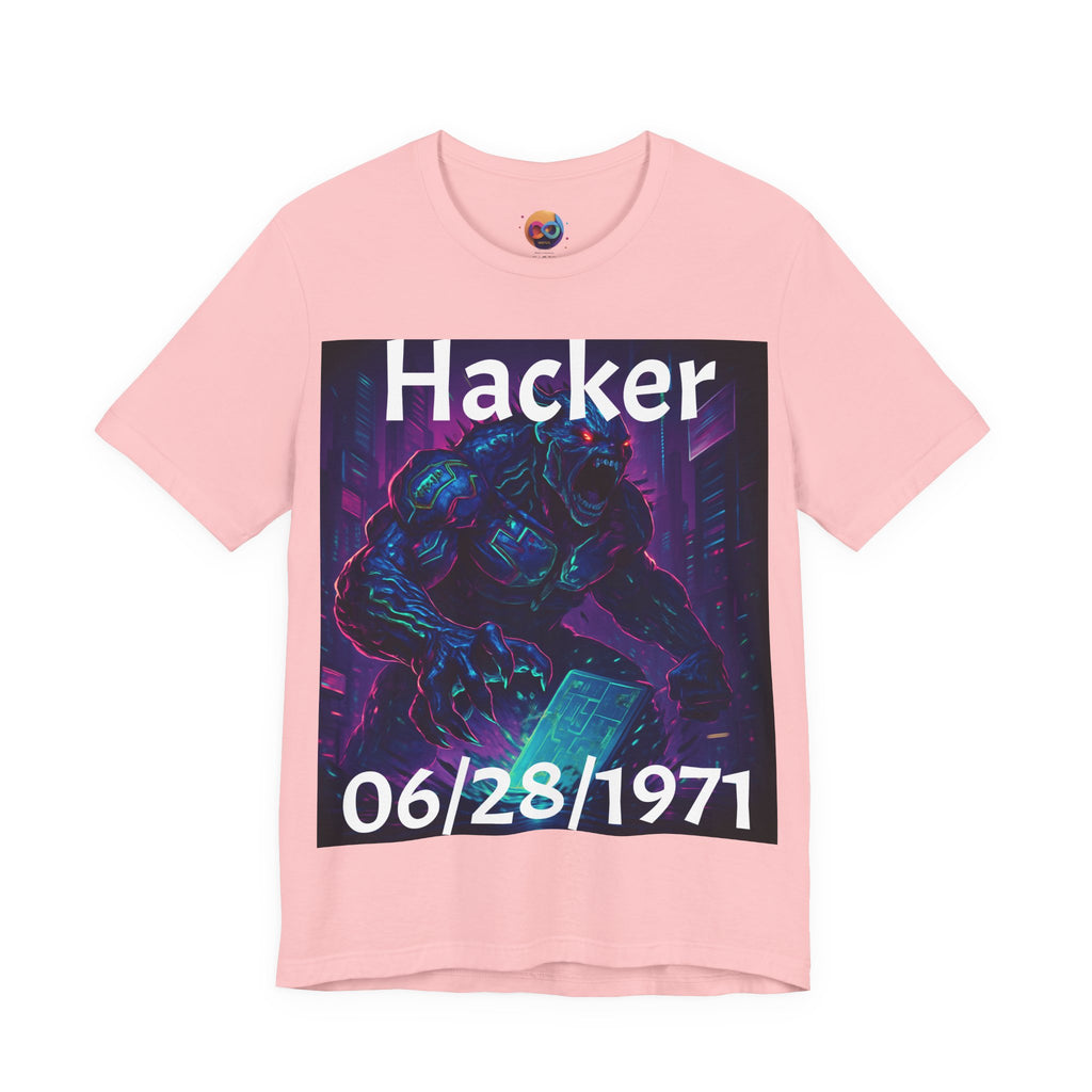 HACKER— '06/28/1971' Graphic tee. Dark Creature Illustration