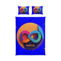 MAYUS  Infinity Logo Cotton Bed Set – Bright Blue Graphic Duvet Cover & Pillowcases