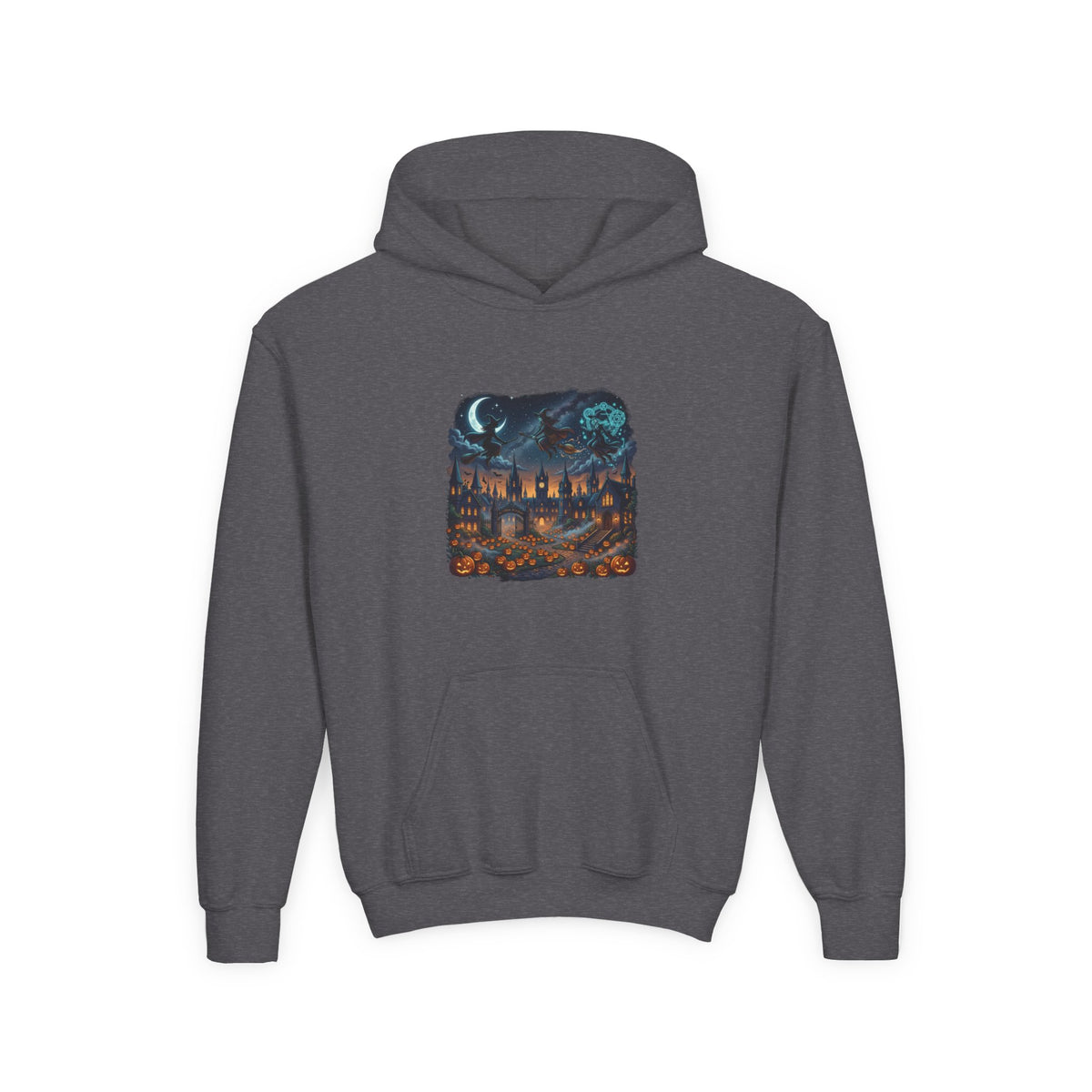 HALLOWEEN Youth Hoodie — Cozy Autumn Cabin Night Illustration