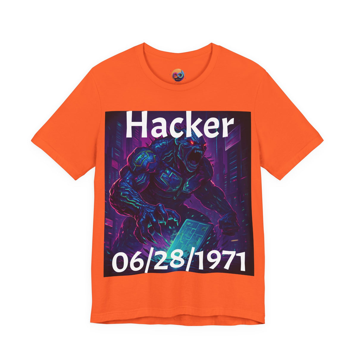 HACKER— '06/28/1971' Graphic tee. Dark Creature Illustration