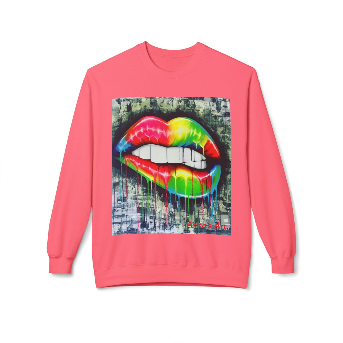 THE KISS Neon Graffiti Bite Lips Art