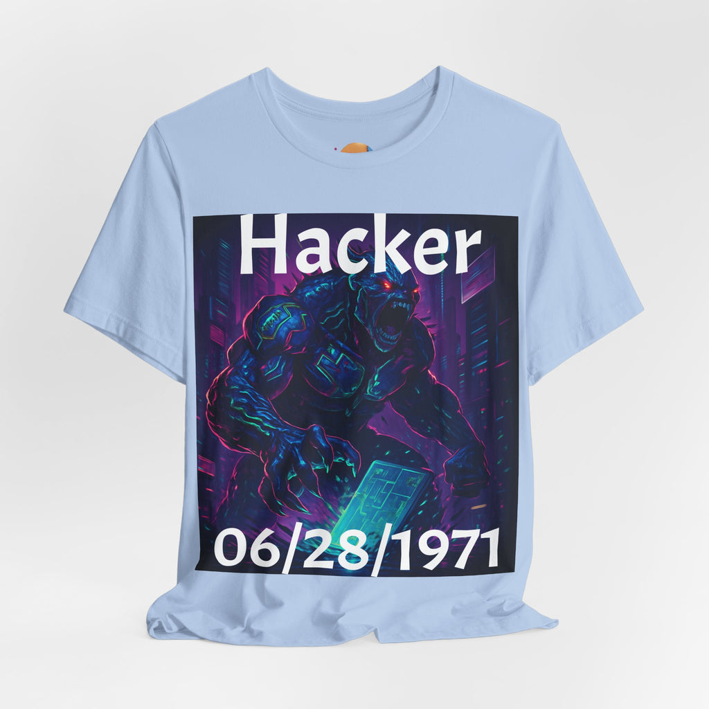 HACKER— '06/28/1971' Graphic tee. Dark Creature Illustration