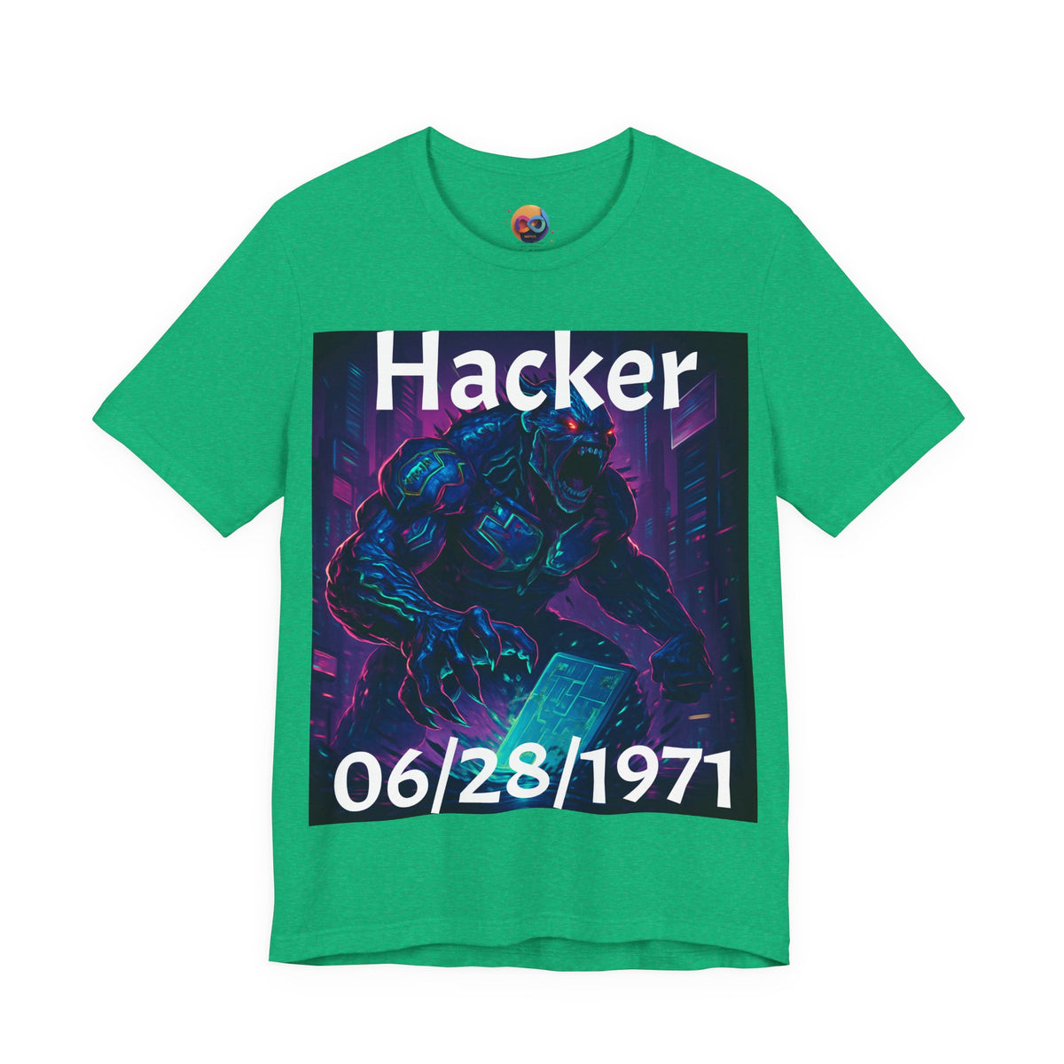 HACKER— '06/28/1971' Graphic tee. Dark Creature Illustration