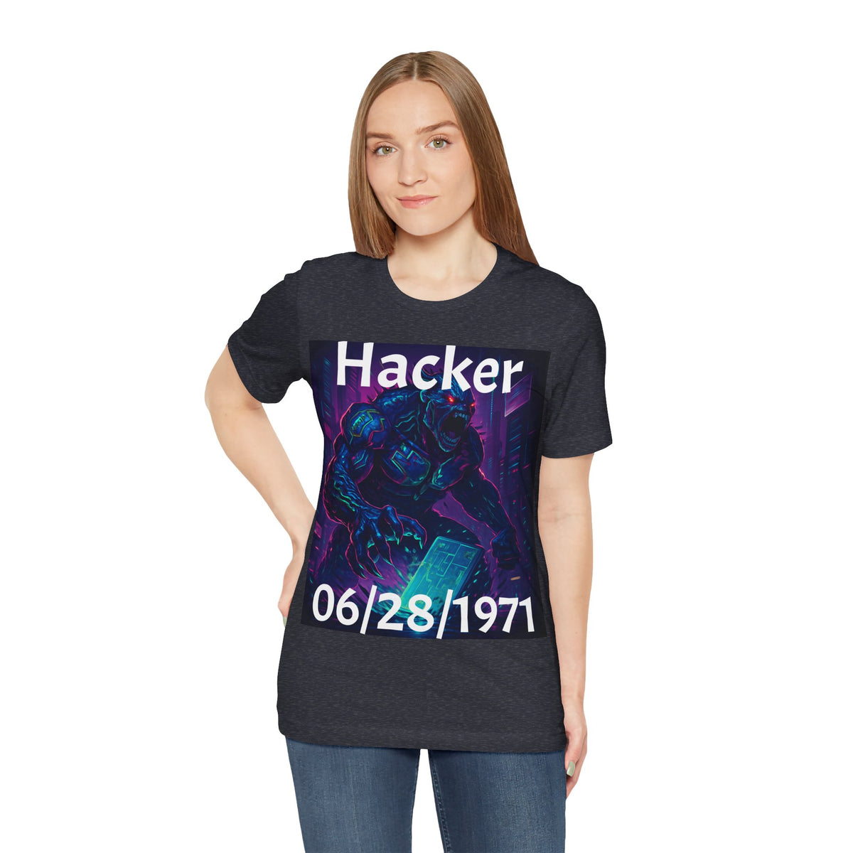 HACKER— '06/28/1971' Graphic tee. Dark Creature Illustration