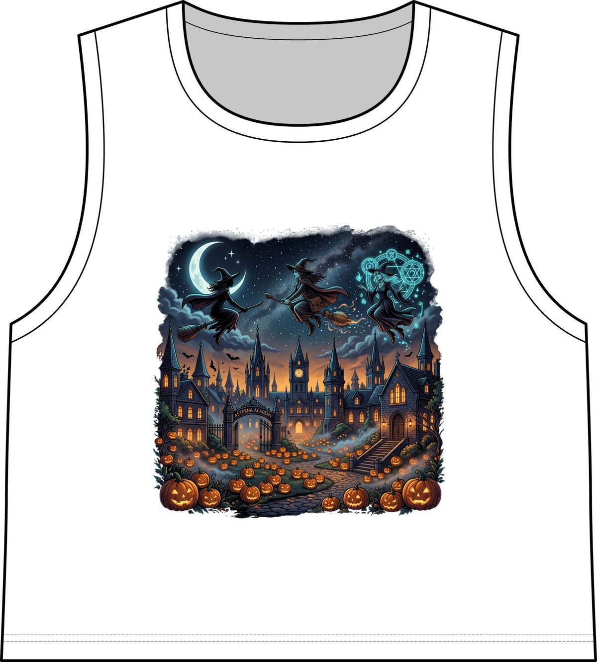 HALLOWEEN Witch City Crop Tank — Spooky Pumpkin Night Graphic