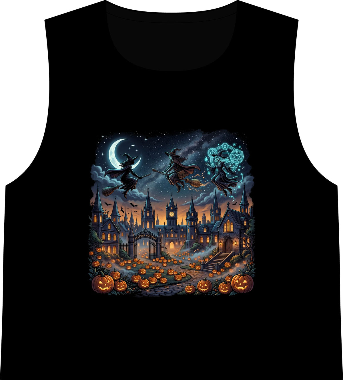 HALLOWEEN Witch City Crop Tank — Spooky Pumpkin Night Graphic