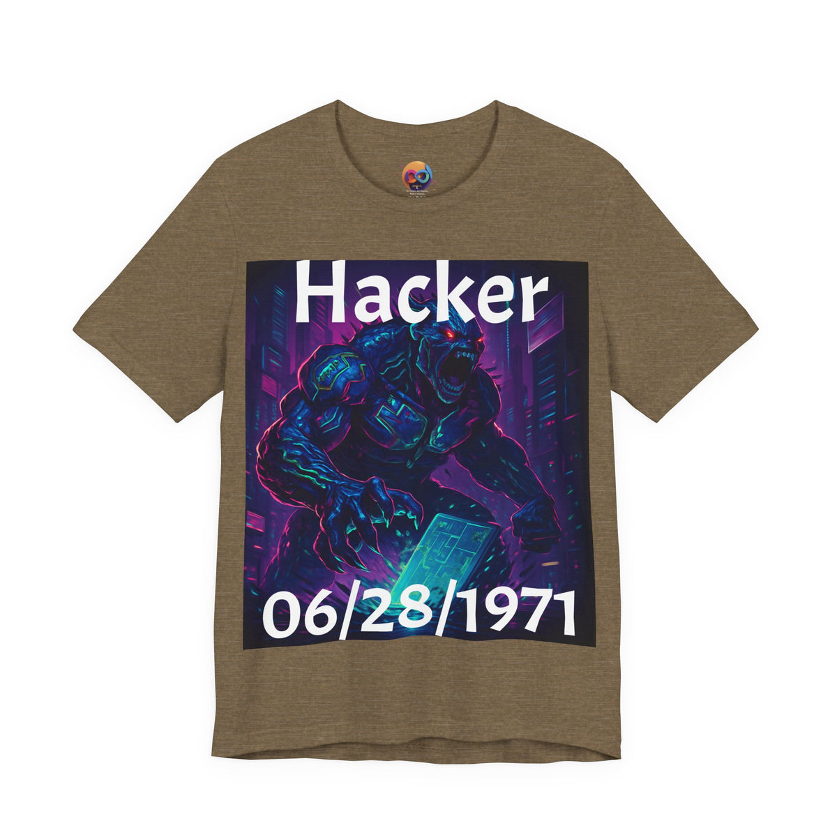 HACKER— '06/28/1971' Graphic tee. Dark Creature Illustration