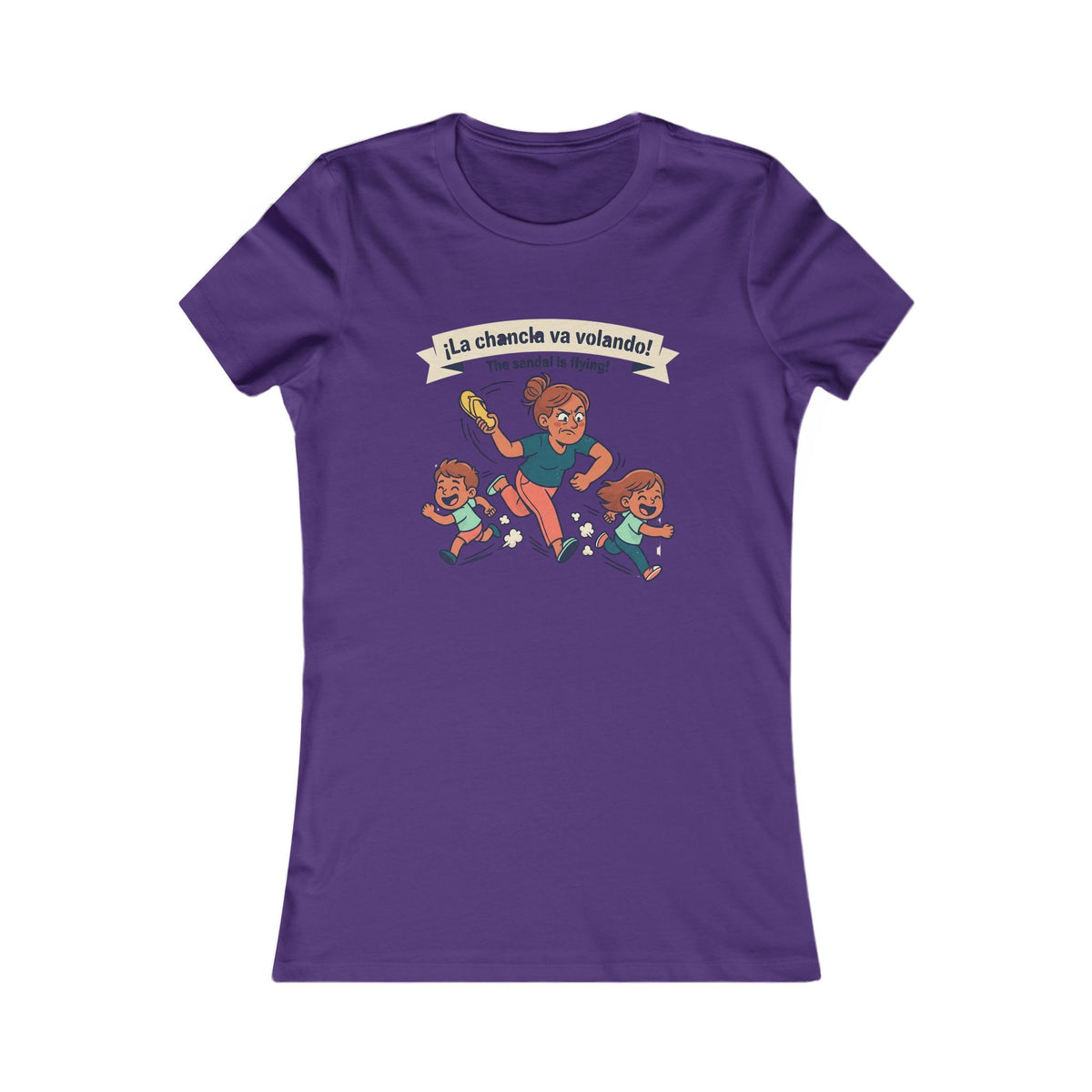Super Mom Running with Kids T-Shirt, “THE SANDAL IS FLYING”