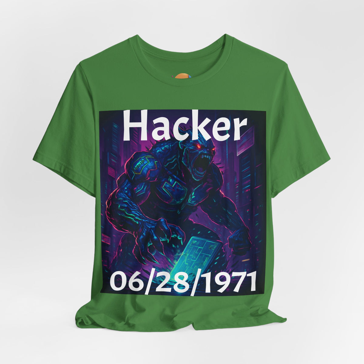 HACKER— '06/28/1971' Graphic tee. Dark Creature Illustration