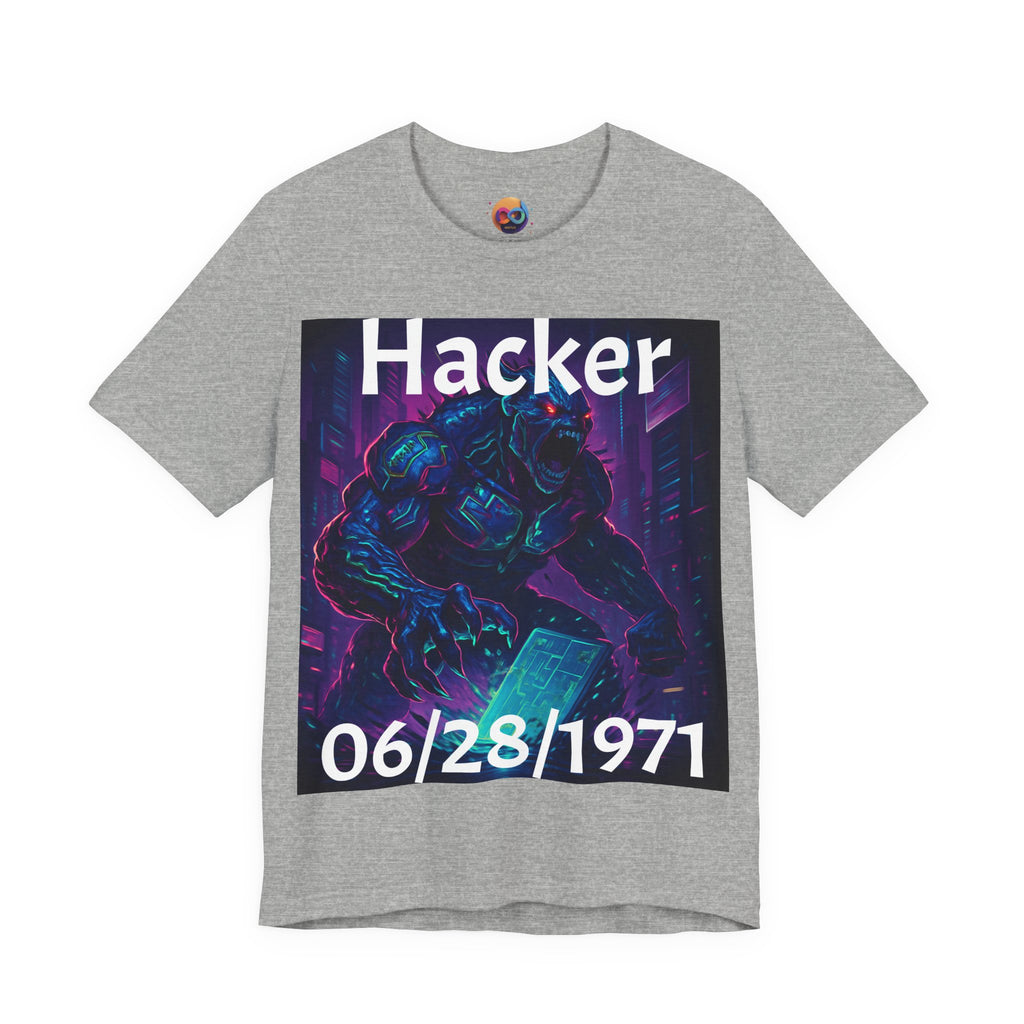 HACKER— '06/28/1971' Graphic tee. Dark Creature Illustration