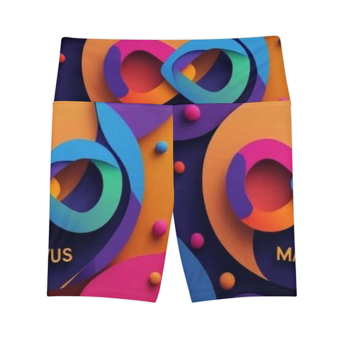 MAYUS Women's Workout Shorts — Vibrant Abstract Colorful 3D Swirl AOP