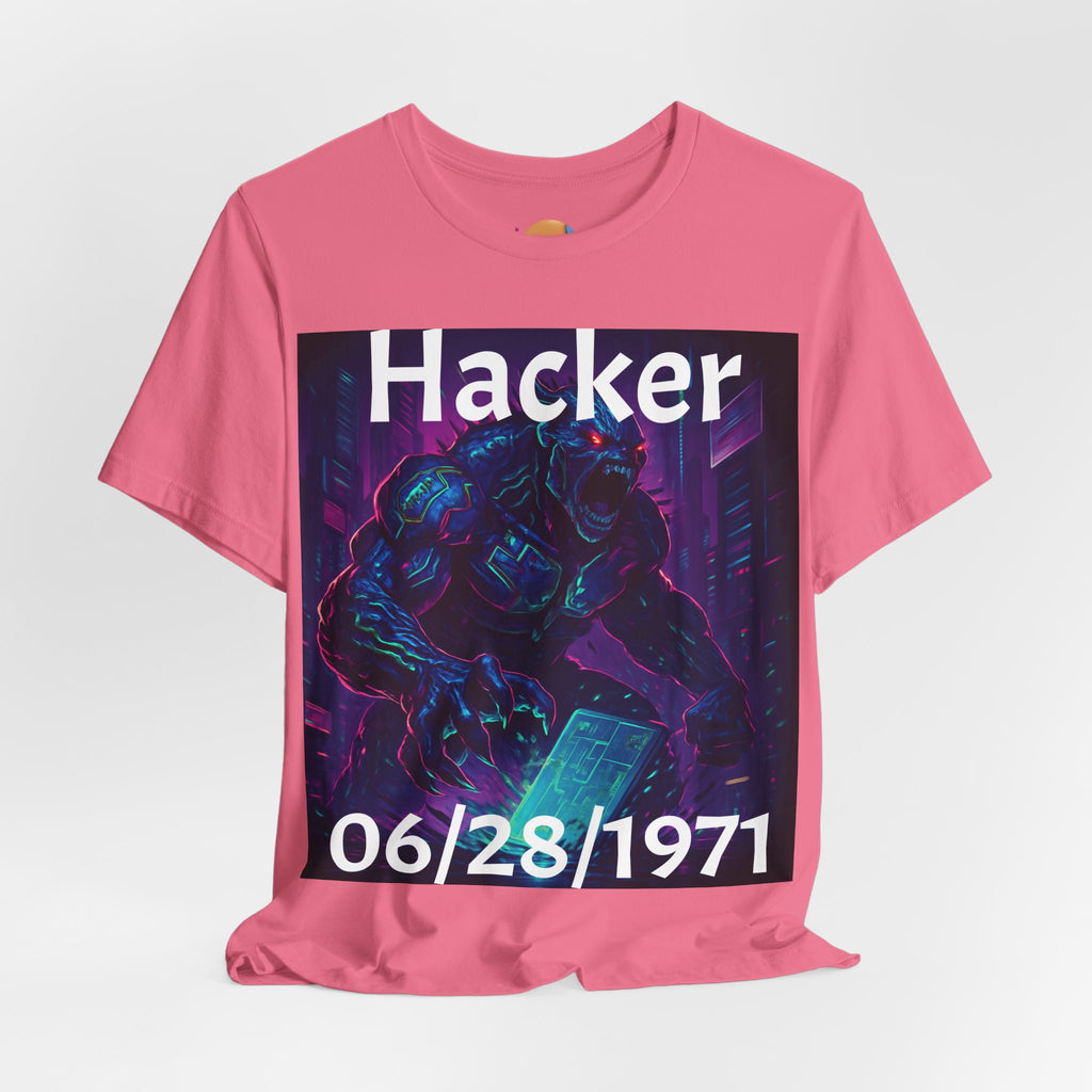 HACKER— '06/28/1971' Graphic tee. Dark Creature Illustration