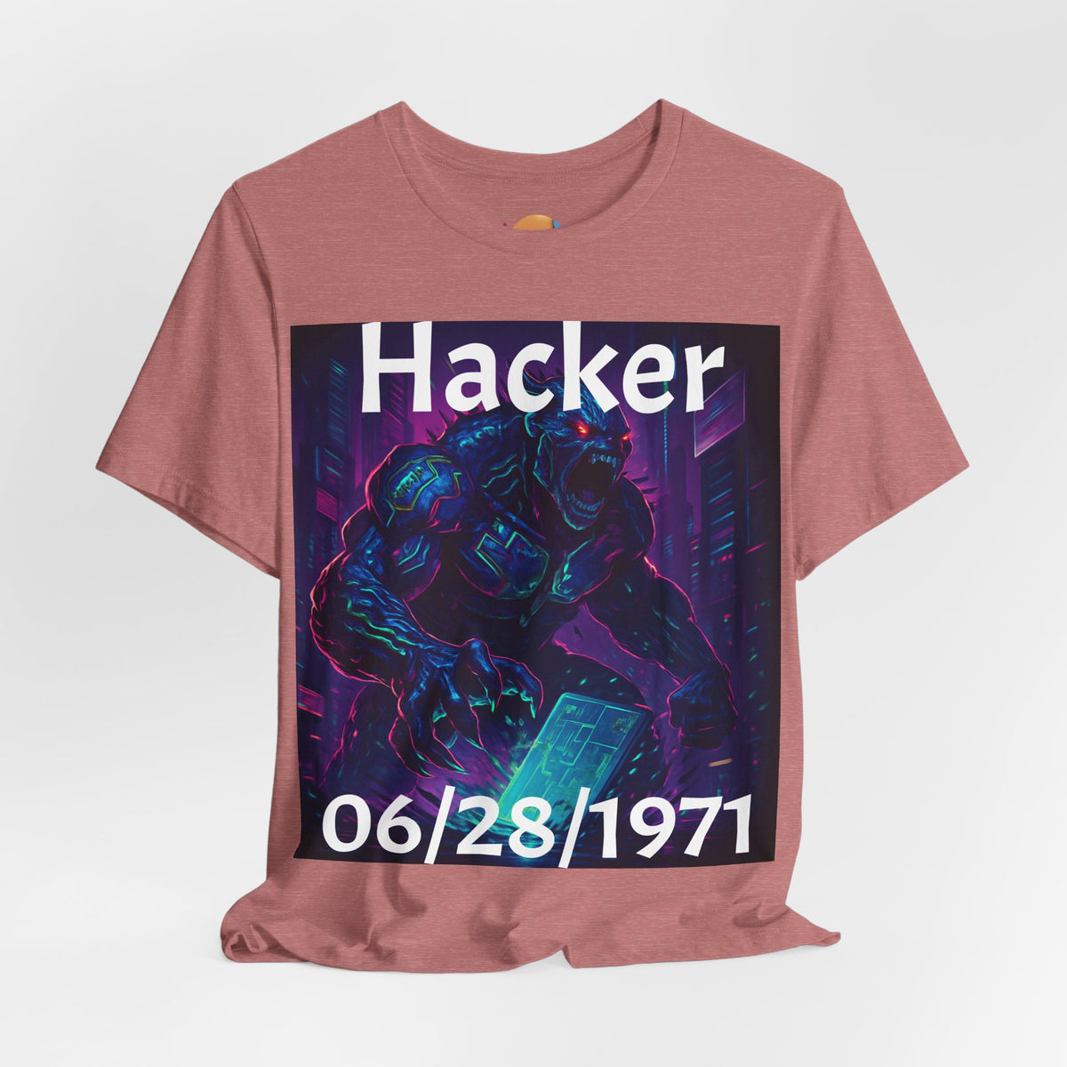 HACKER— '06/28/1971' Graphic tee. Dark Creature Illustration