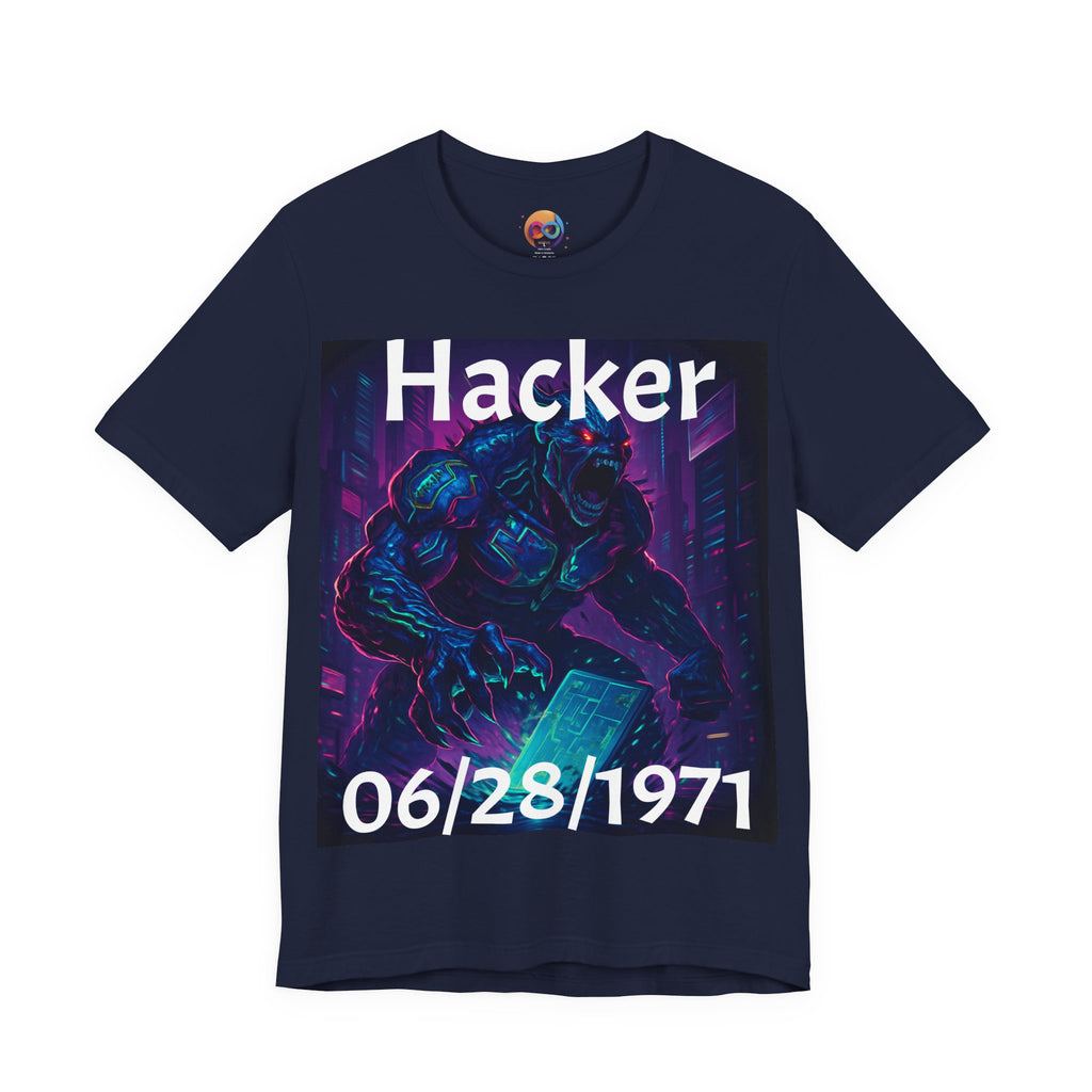 HACKER— '06/28/1971' Graphic tee. Dark Creature Illustration