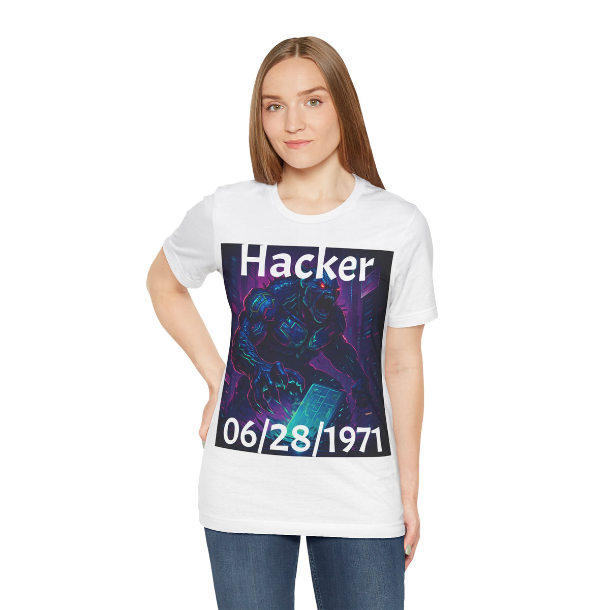 HACKER— '06/28/1971' Graphic tee. Dark Creature Illustration