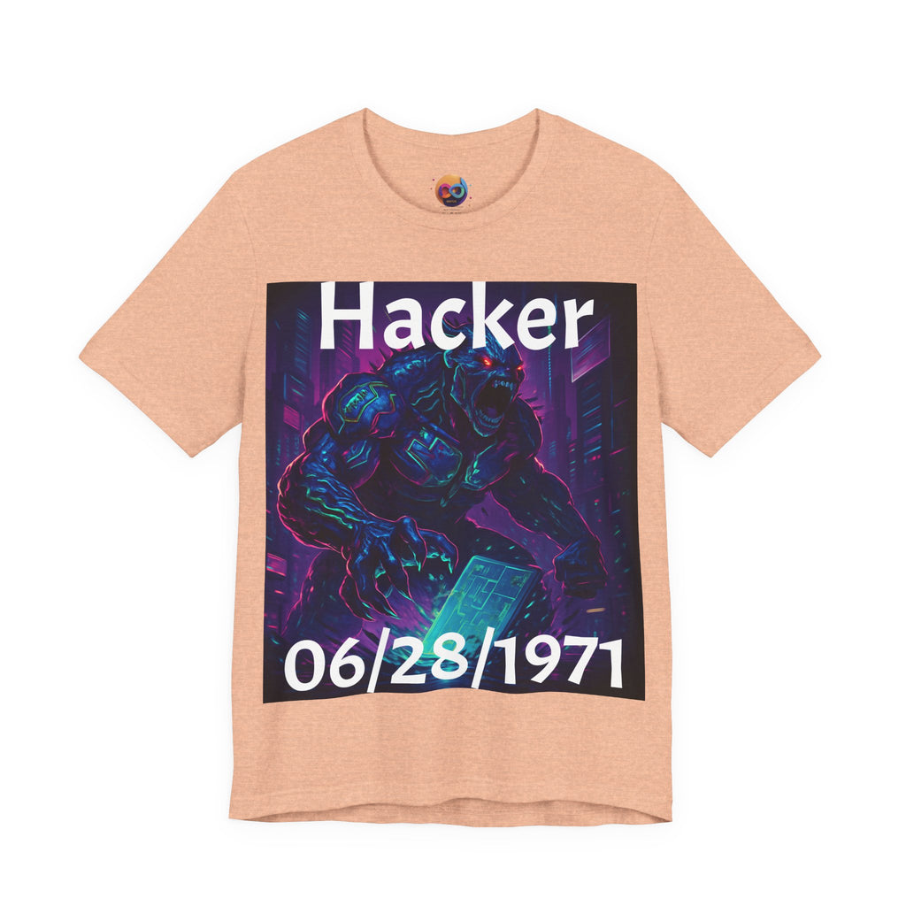 HACKER— '06/28/1971' Graphic tee. Dark Creature Illustration