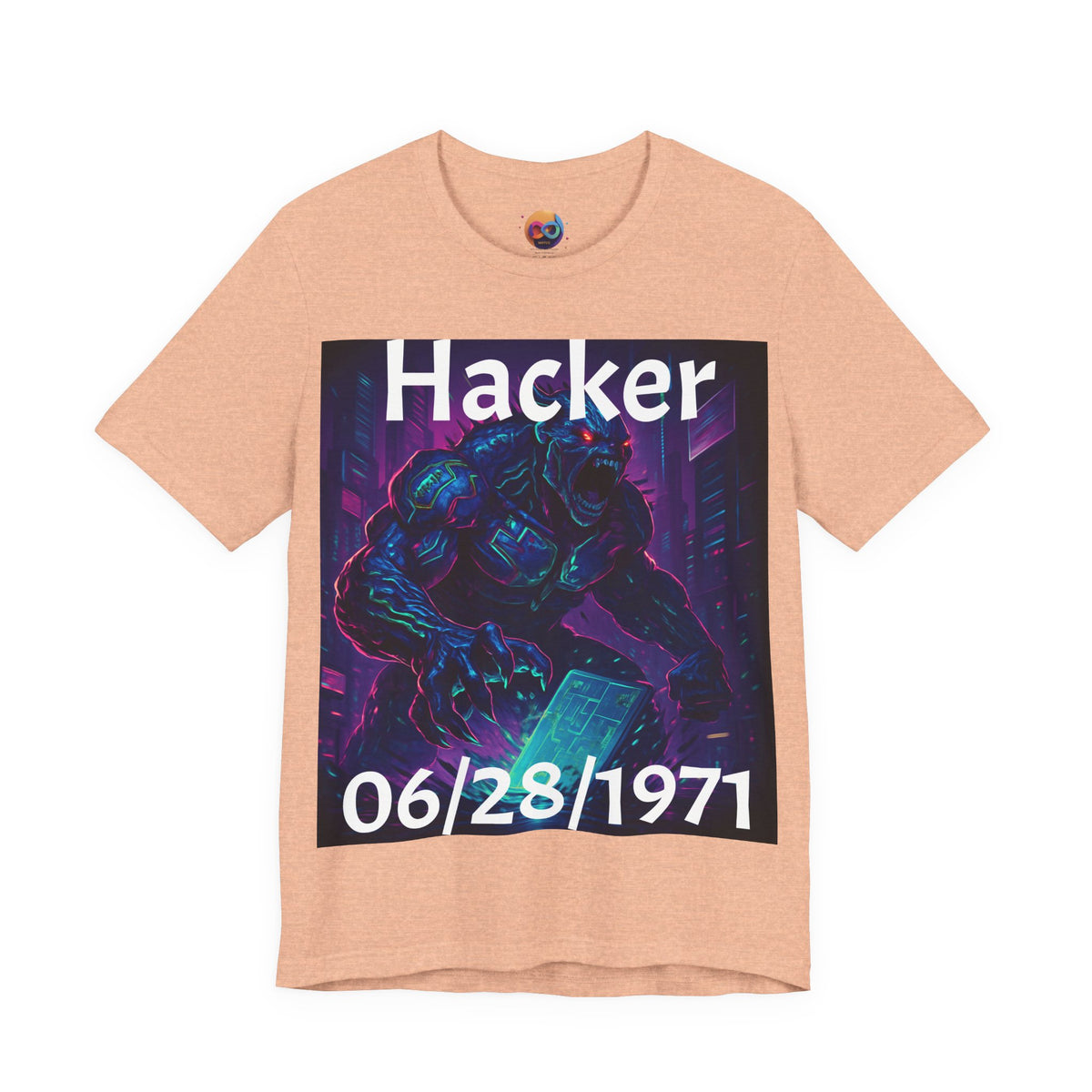 HACKER— '06/28/1971' Graphic tee. Dark Creature Illustration