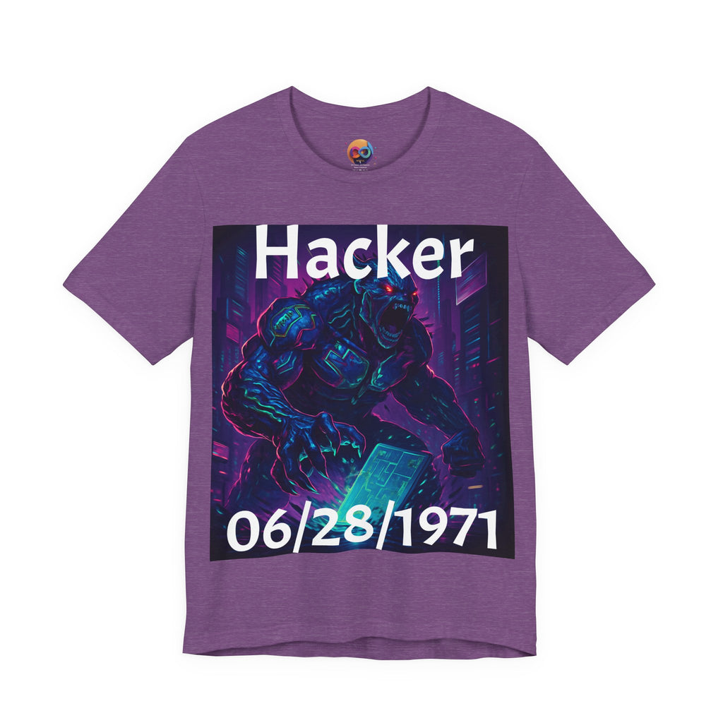 HACKER— '06/28/1971' Graphic tee. Dark Creature Illustration