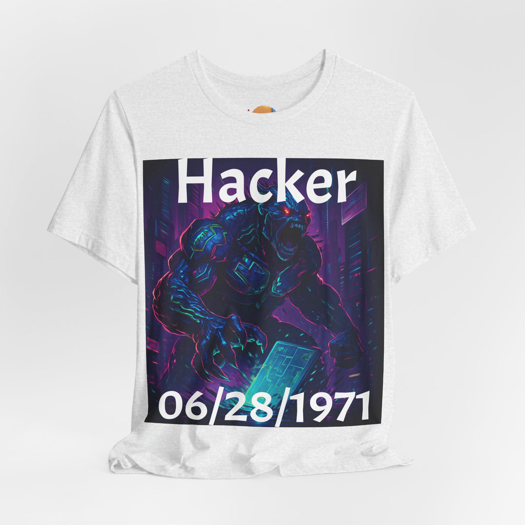 HACKER— '06/28/1971' Graphic tee. Dark Creature Illustration