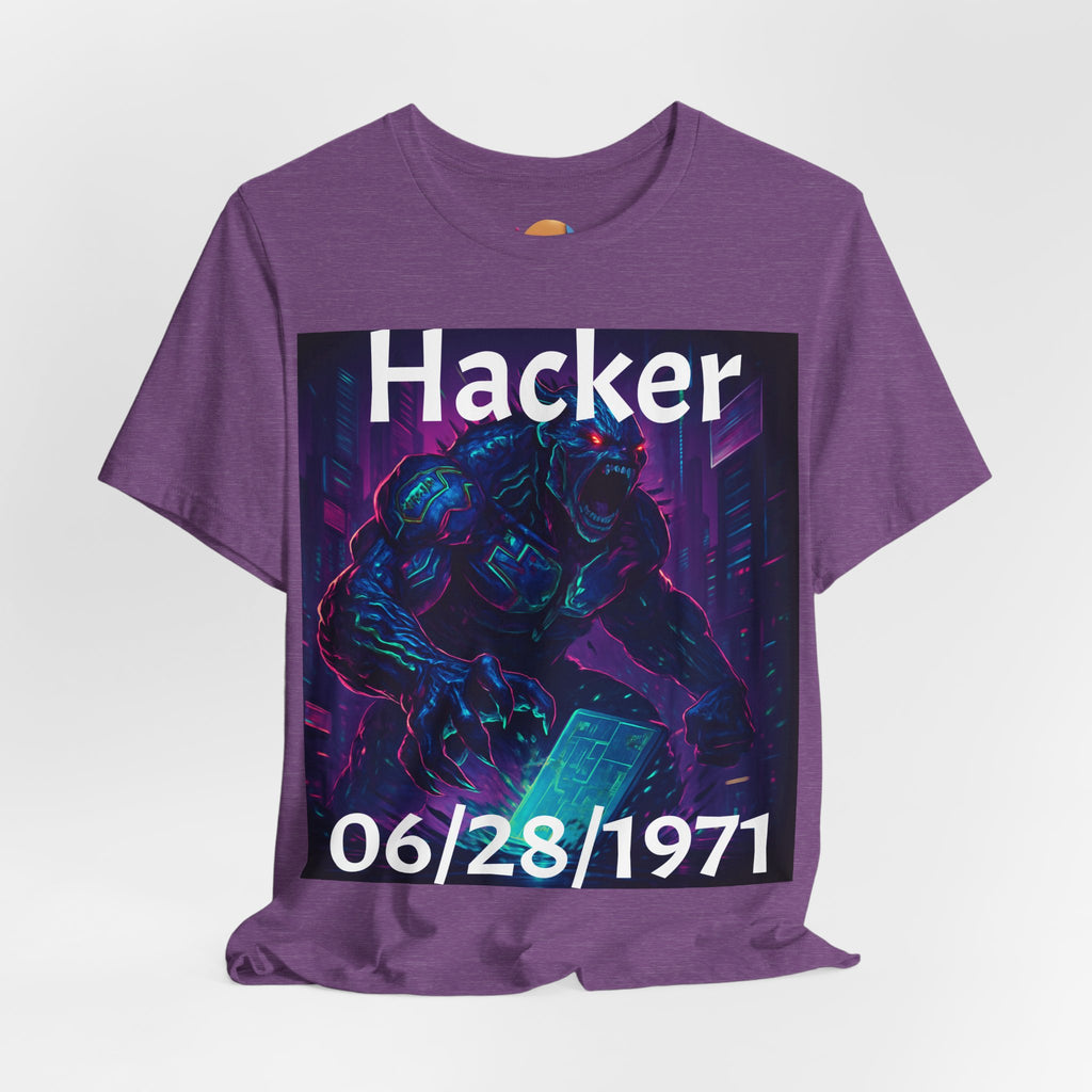 HACKER— '06/28/1971' Graphic tee. Dark Creature Illustration