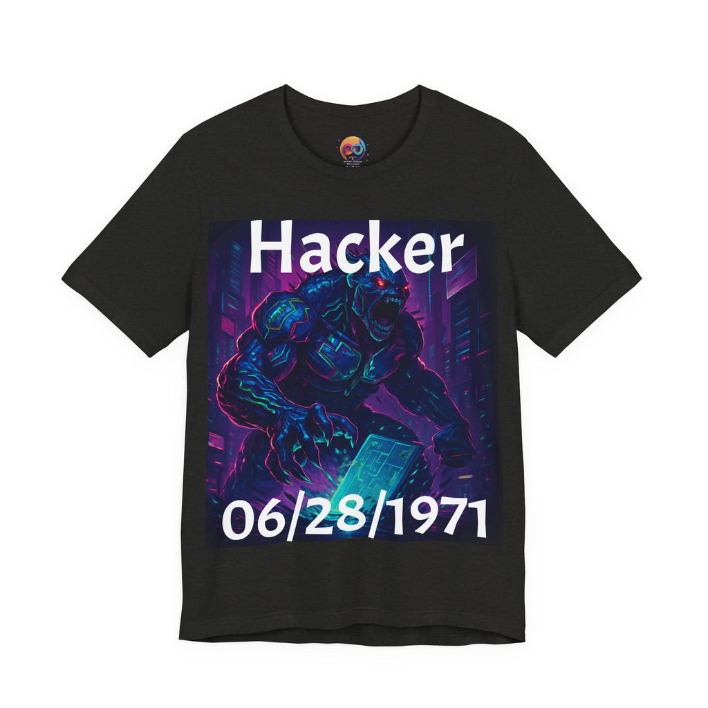 HACKER— '06/28/1971' Graphic tee. Dark Creature Illustration