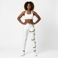 Gold Ribbon White Leggings — Women’s Casual AOP Leggings