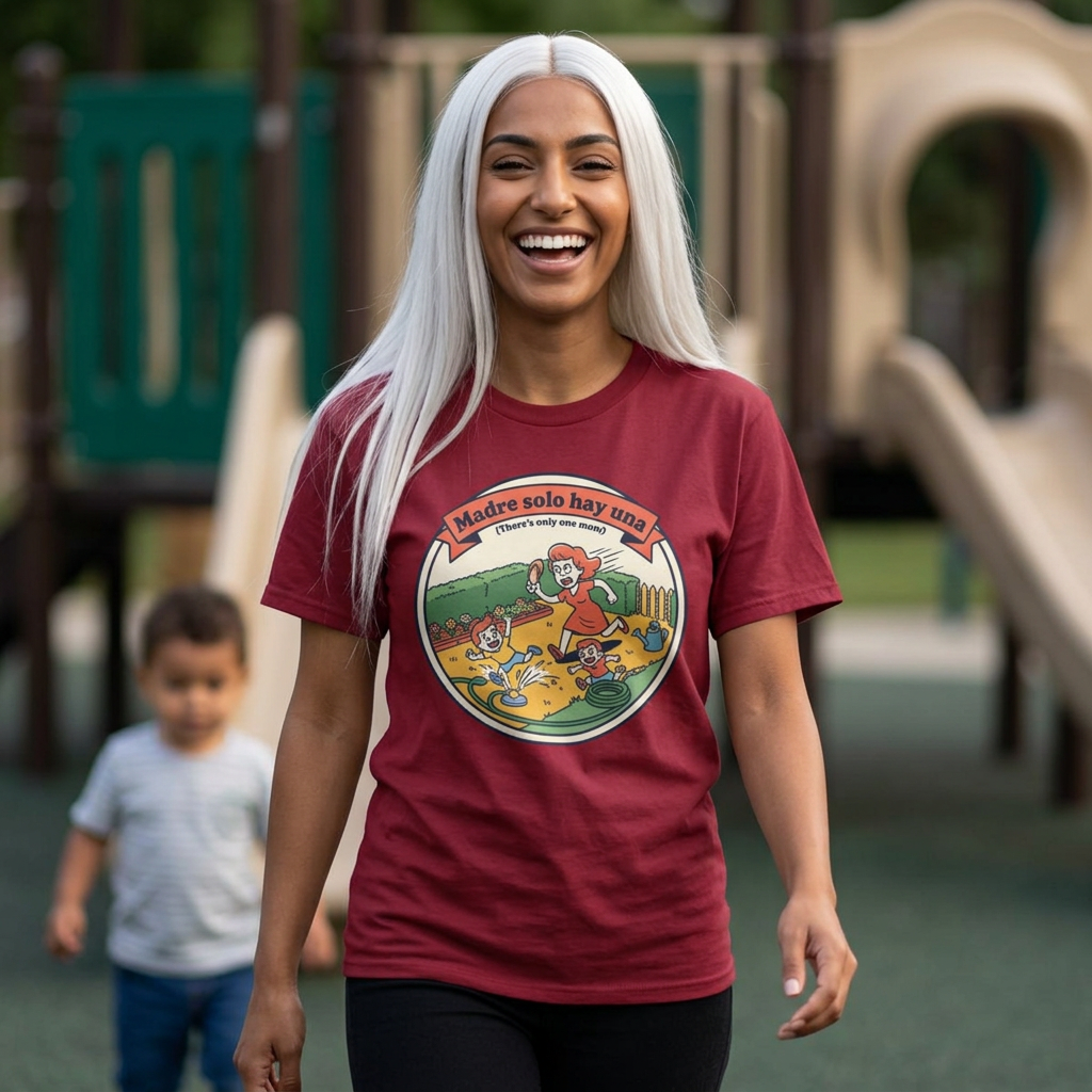 T-Shirt — "Madre solo hay una" Retro Family Cartoon Tee