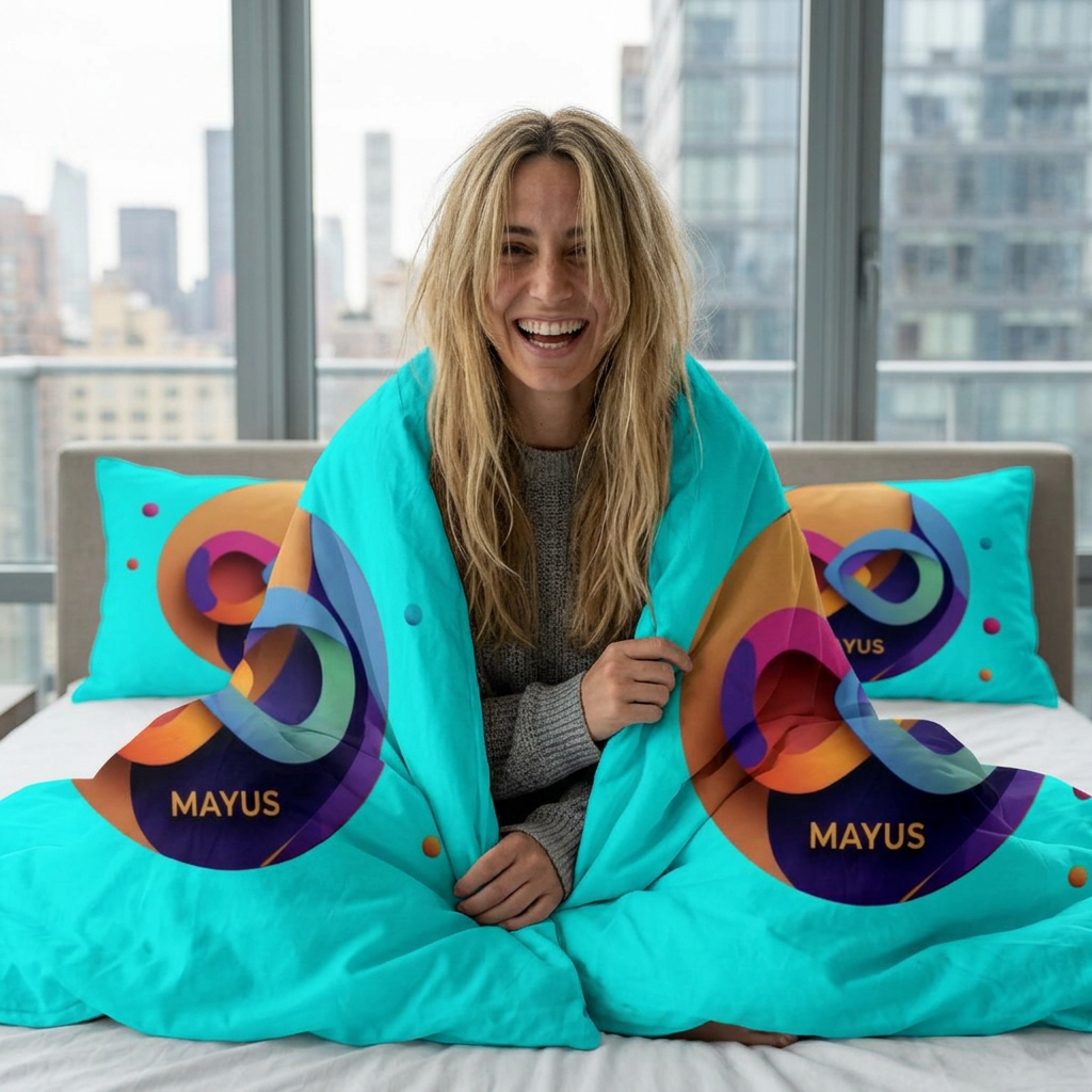 MAYUS Modern Infinity Cotton Bed Set – Turquoise
