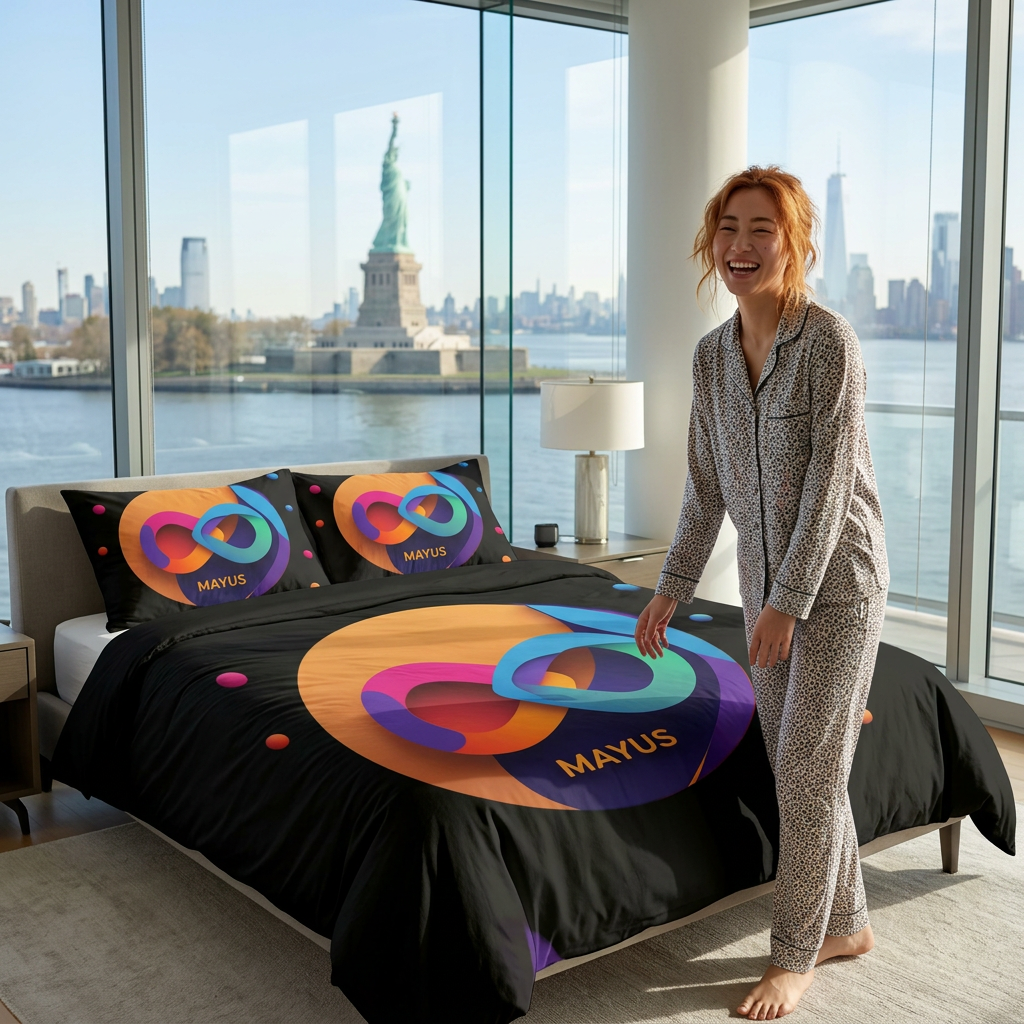 MAYUS Infinity Cotton Duvet Cover Set — Colorful Geometric Bed Linen