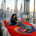 MAYUS Infinity Logo Cotton Bed Set – Vibrant Red Graphic Duvet Cover & Pillowcases