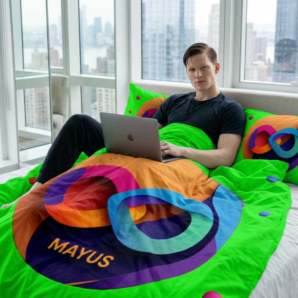 MAYUS Neon Infinity Cotton Bed Set – Bright Green Mayus Duvet Cover & Pillowcases