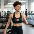 MAYUS Active Bra Top — Colorful Infinity Logo Sports Bra for Women