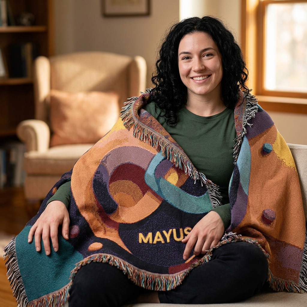 MAYUS Abstract Infinity Woven Blanket — Mayus Geometric Art Throw