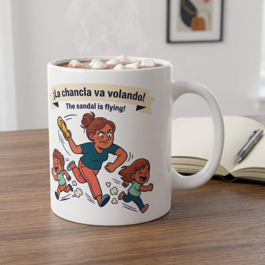 “LA CLANCLA”va volando  / The sandal is flying!” Funny Mom & Kids Coffee Cup