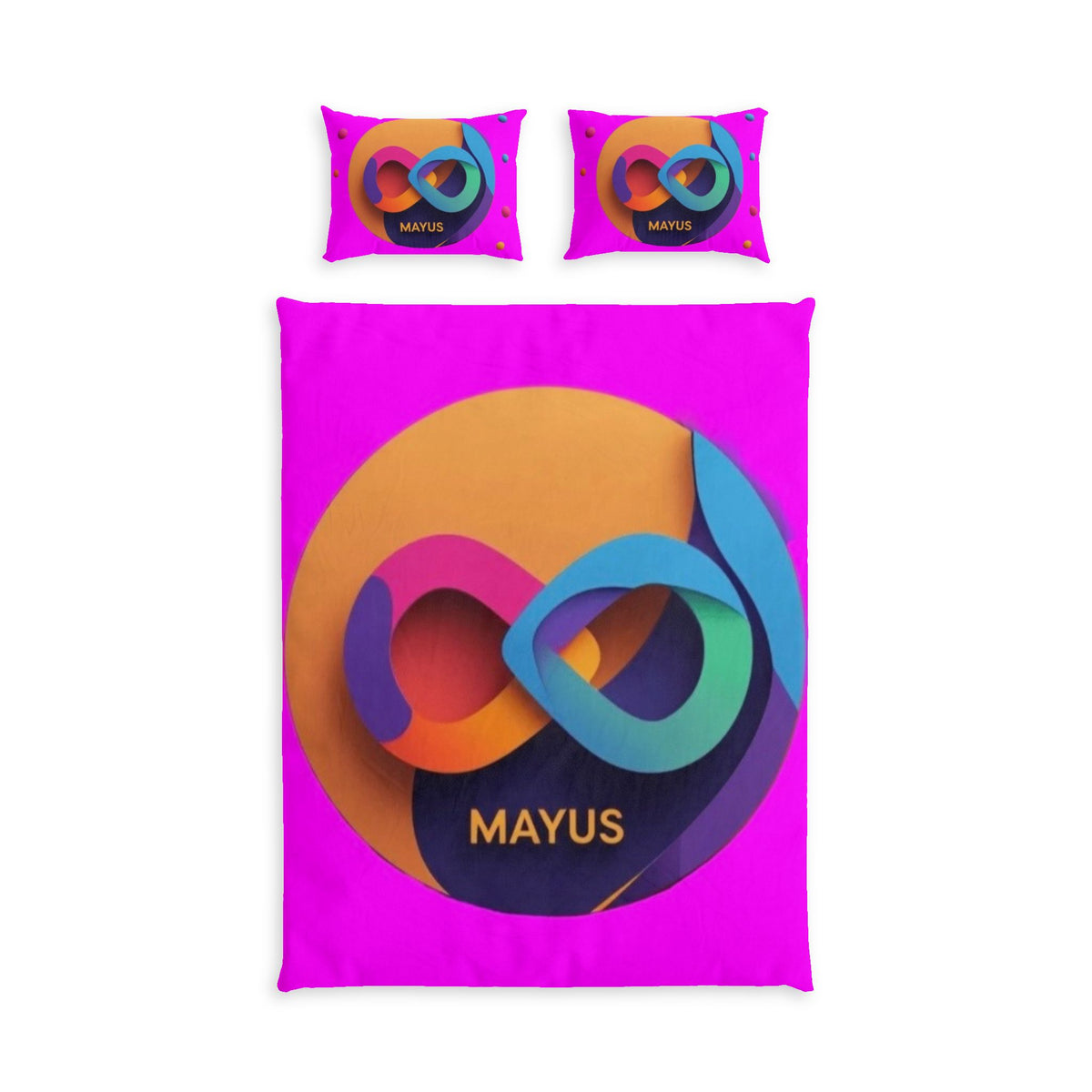 MAYUS Infinity Cotton Bed Set — Bright Pink Graphic Duvet Cover & Pillowcases