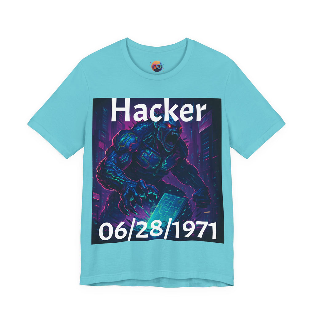 HACKER— '06/28/1971' Graphic tee. Dark Creature Illustration