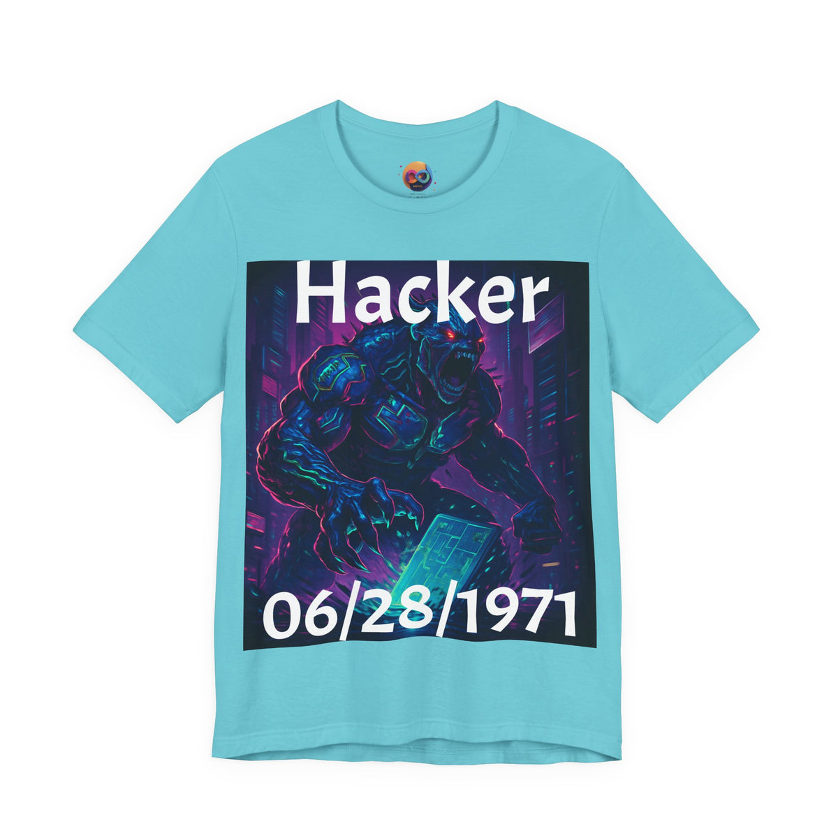 HACKER— '06/28/1971' Graphic tee. Dark Creature Illustration