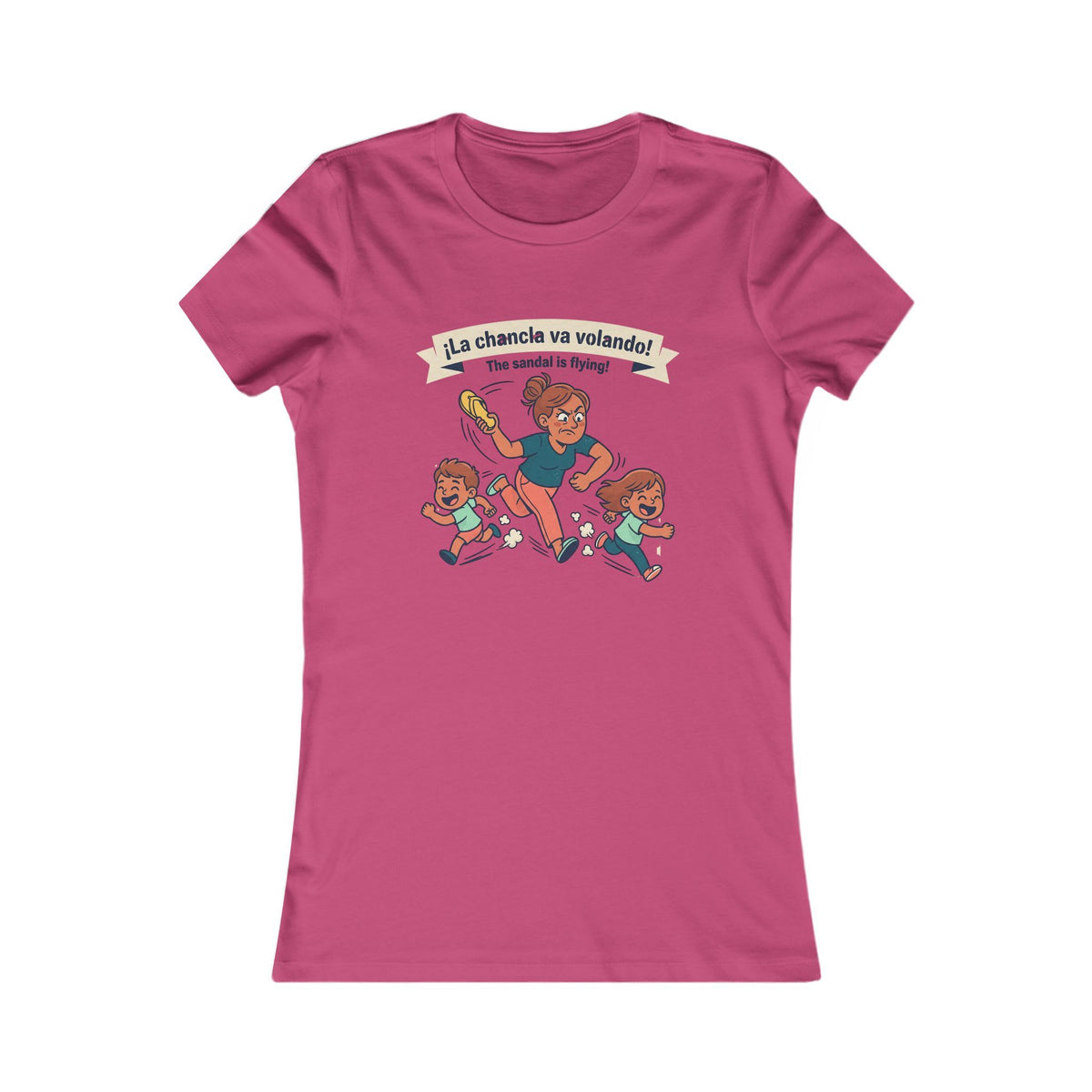 Super Mom Running with Kids T-Shirt, “THE SANDAL IS FLYING”