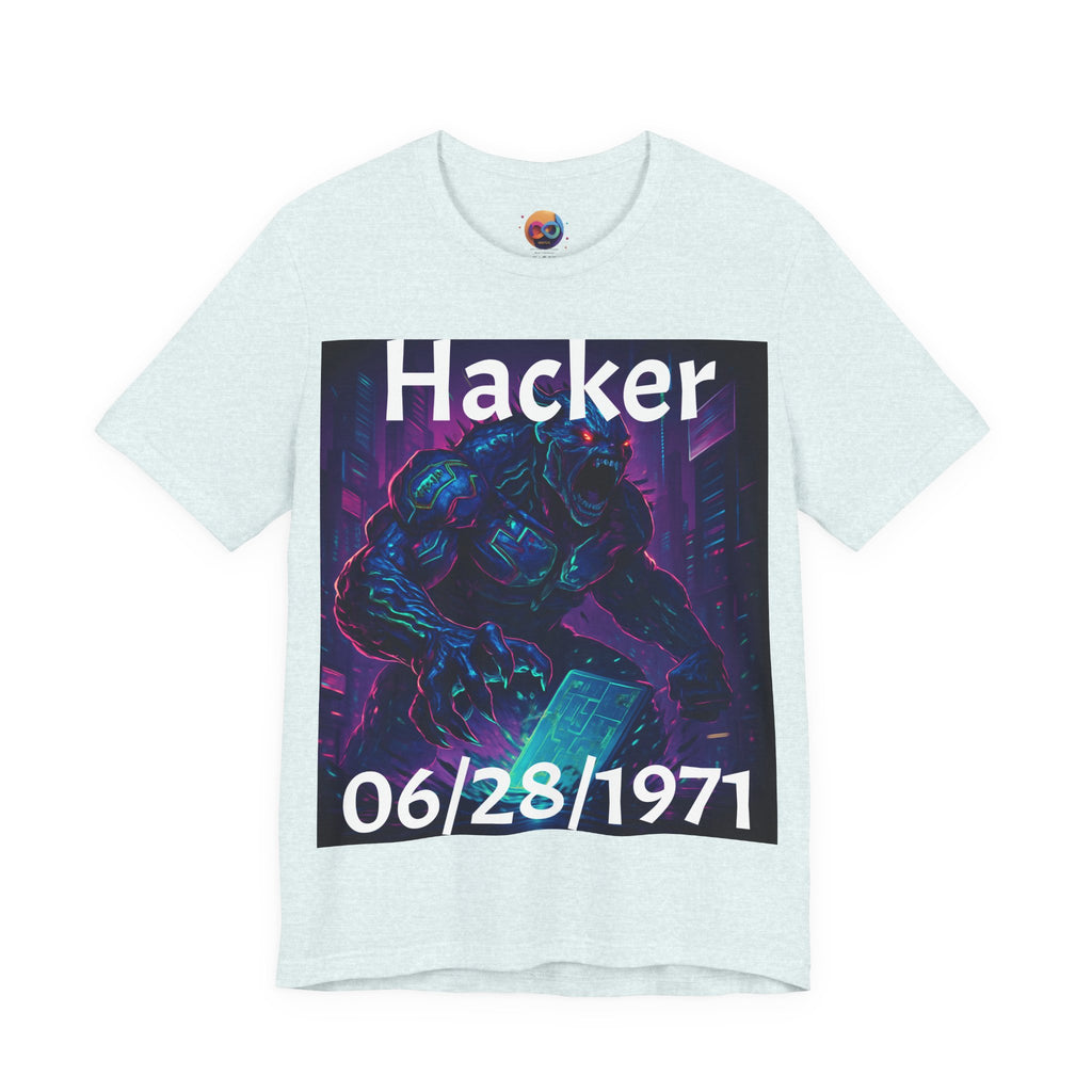HACKER— '06/28/1971' Graphic tee. Dark Creature Illustration