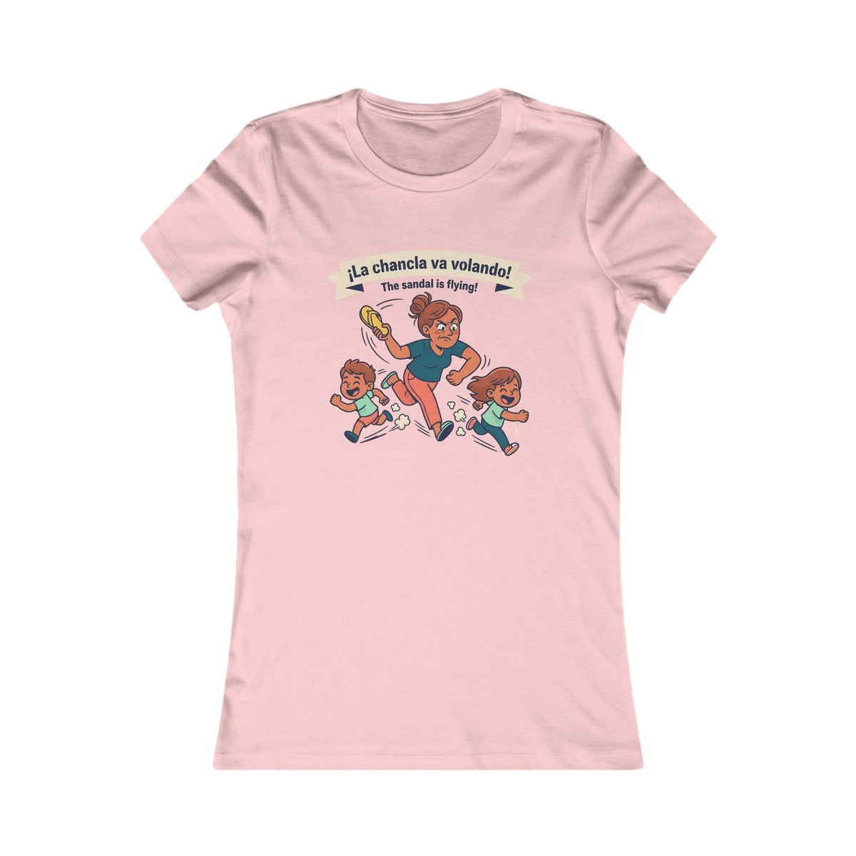 Super Mom Running with Kids T-Shirt, “THE SANDAL IS FLYING”