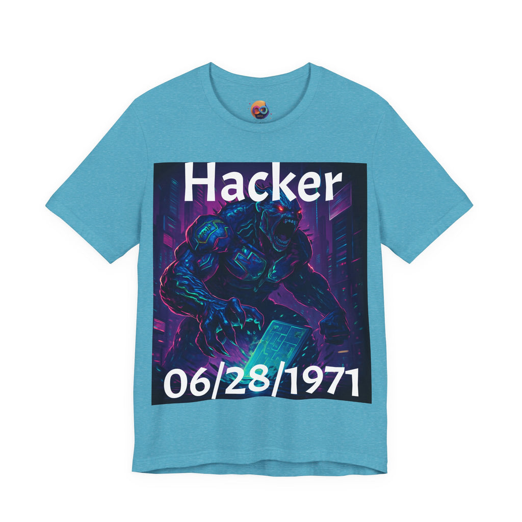 HACKER— '06/28/1971' Graphic tee. Dark Creature Illustration