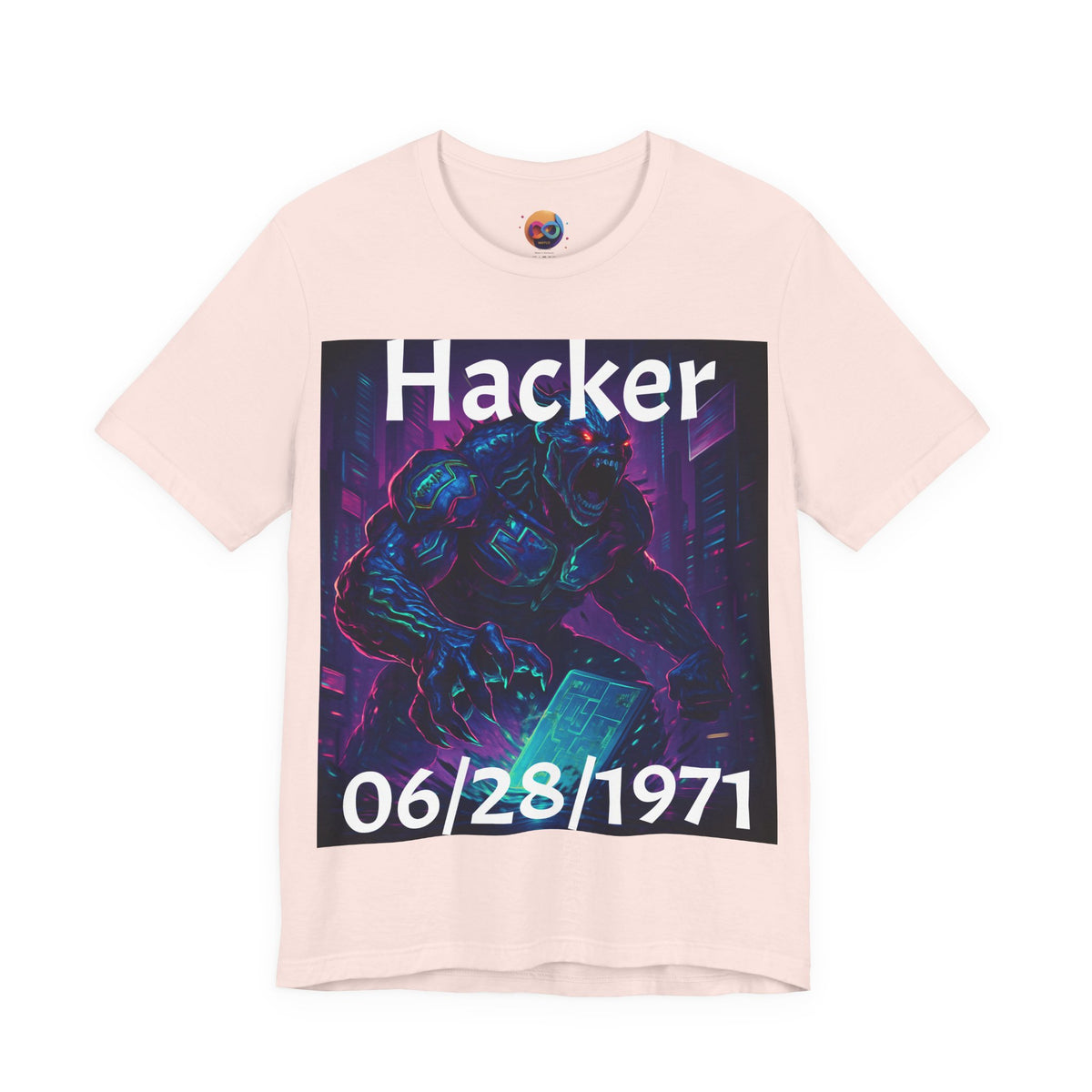HACKER— '06/28/1971' Graphic tee. Dark Creature Illustration