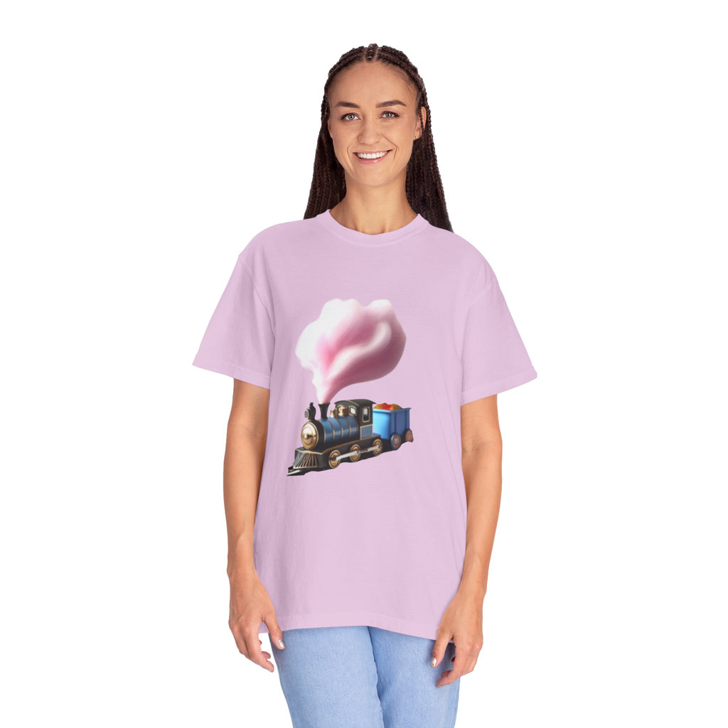 Vintage Steam Train T-Shirt with cotton candy’s Pink Smoke .—